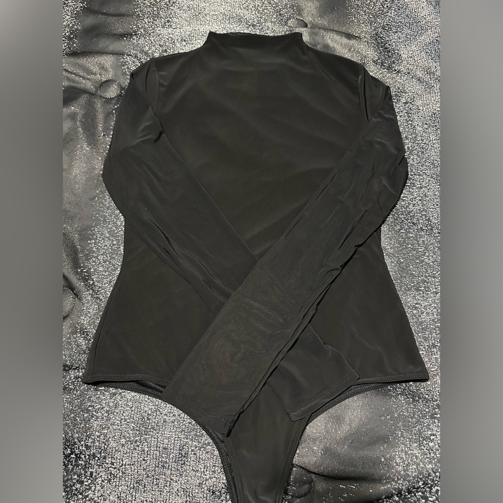 Black mock neck bodysuit